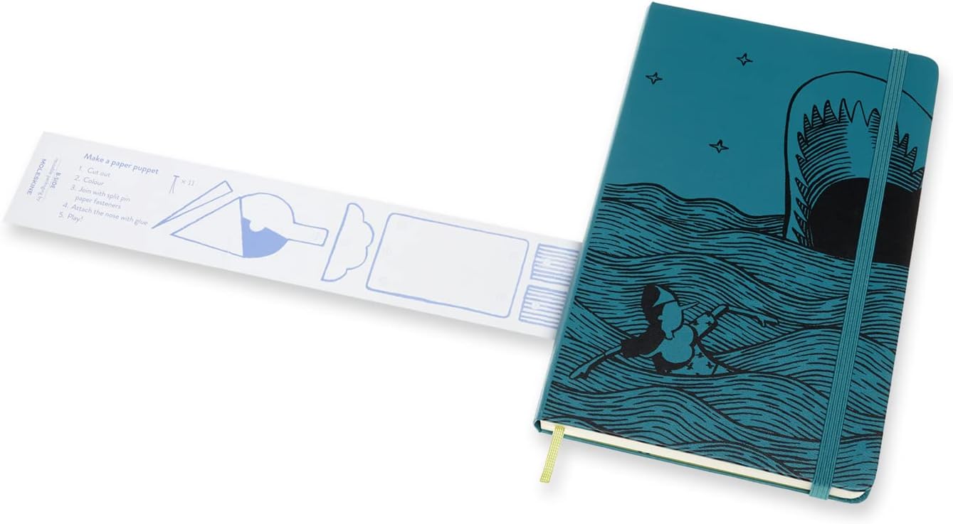 Moleskine, Limited Edition Notebook, Pinocchio The Shark, Lined Layout and Hard Cover, Large Format 13x21 cm, Green Colour, 192 Pages