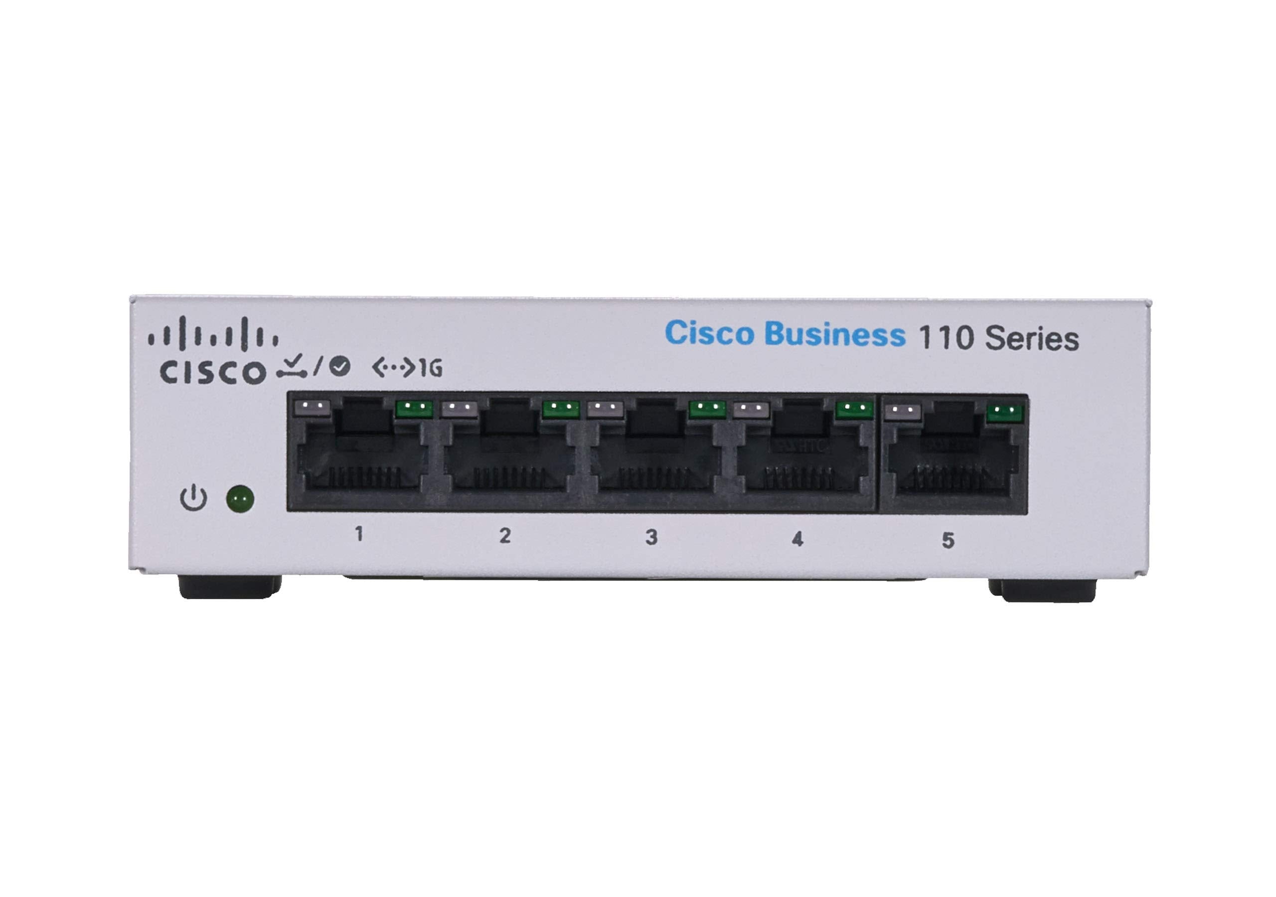 Cisco Business CBS110-5T-D Unmanaged Switch | 5 Port GE | Desktop | Ext PS | Limited Lifetime Protection (CBS110-5T-D