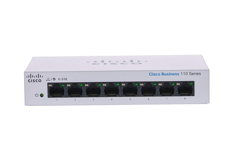 Cisco Business CBS110-8T-D Unmanaged Switch | 8 Port GE | Desktop | Ext PS | Limited Lifetime Protection (CBS110-8T-D