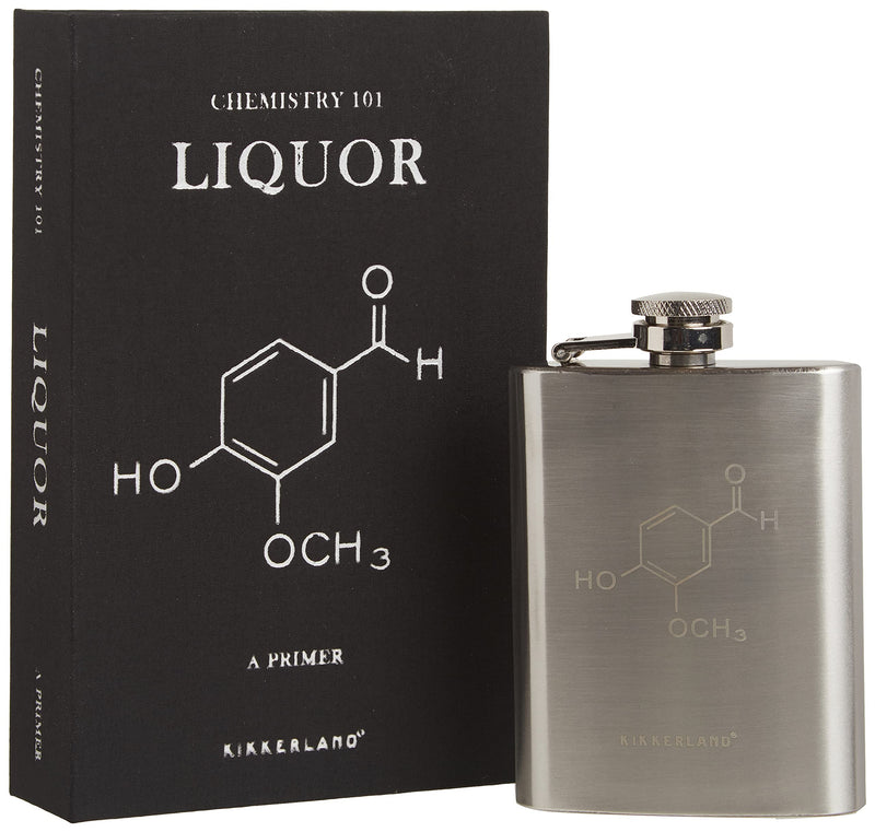KIKKERLAND Chemistry Flask, Stainless Steel, Black/Silver