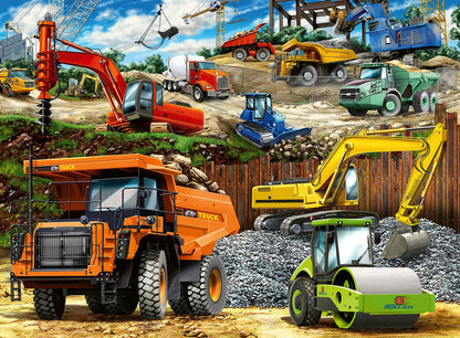 Ravensburger Rompecabezas de 100 vehículos de construcción con Piezas extragrandes para niños a Partir de 6 años, Multicolor, 49 x 36 x 0,2 cm (12973