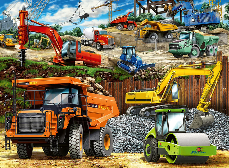 Ravensburger Rompecabezas de 100 vehículos de construcción con Piezas extragrandes para niños a Partir de 6 años, Multicolor, 49 x 36 x 0,2 cm (12973