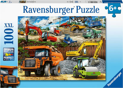 Ravensburger Rompecabezas de 100 vehículos de construcción con Piezas extragrandes para niños a Partir de 6 años, Multicolor, 49 x 36 x 0,2 cm (12973