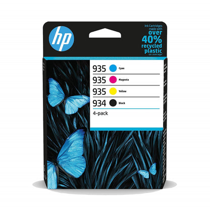 HP 934/935 Nero, Ciano, Giallo e Magenta, 6ZC72AE, Confezione da 4 Cartucce Originali HP, Compatibili con Stampanti HP OfficeJet 6820; OfficeJet Pro 6230 e 6830