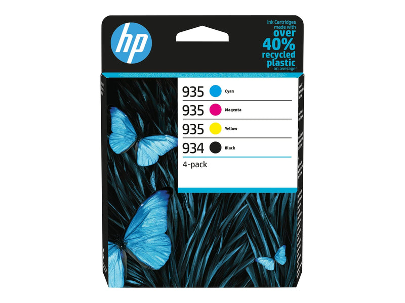 HP 934/935 Nero, Ciano, Giallo e Magenta, 6ZC72AE, Confezione da 4 Cartucce Originali HP, Compatibili con Stampanti HP OfficeJet 6820; OfficeJet Pro 6230 e 6830