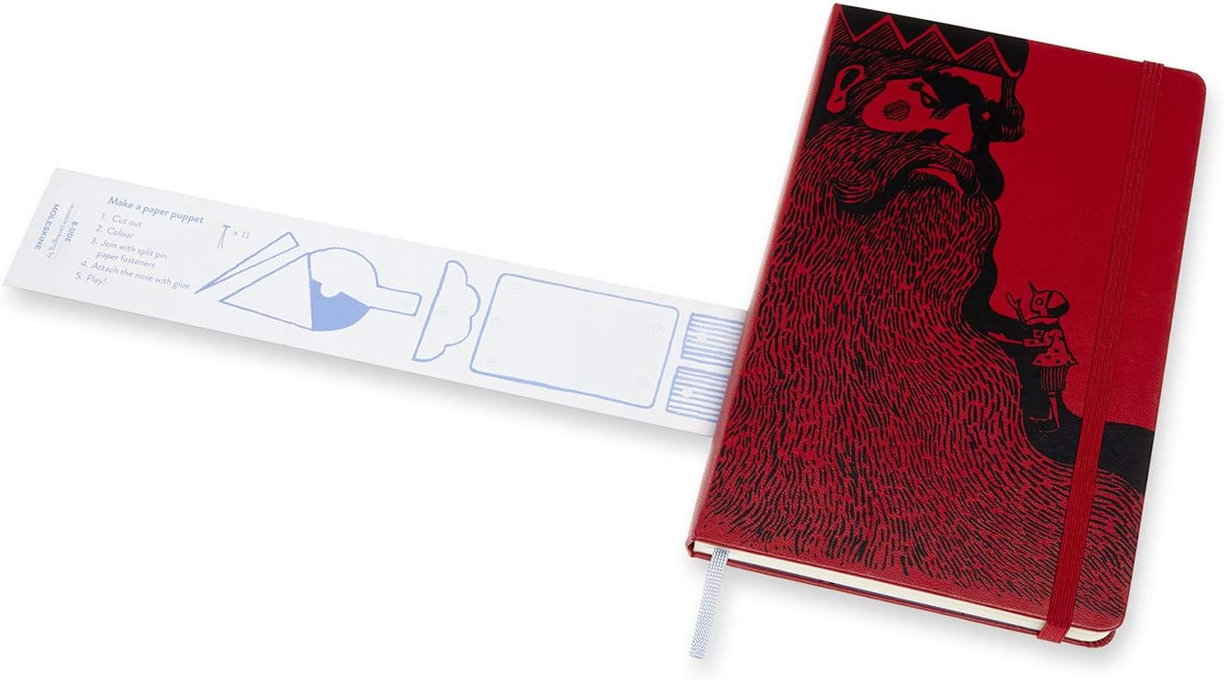 Moleskine, Limited Edition Notebook, Pinocchio Mangiafuoco, Lined Layout and Hard Cover, Large Format 13x21 cm, Scarlet Red Colour, 192 Pages