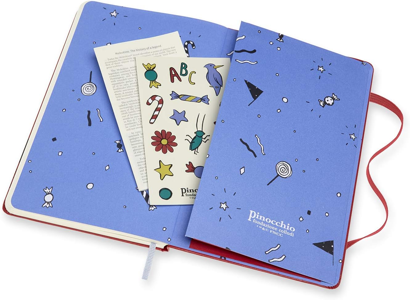 Moleskine, Limited Edition Notebook, Pinocchio Mangiafuoco, Lined Layout and Hard Cover, Large Format 13x21 cm, Scarlet Red Colour, 192 Pages