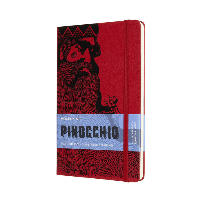 Moleskine, Limited Edition Notebook, Pinocchio Mangiafuoco, Lined Layout and Hard Cover, Large Format 13x21 cm, Scarlet Red Colour, 192 Pages