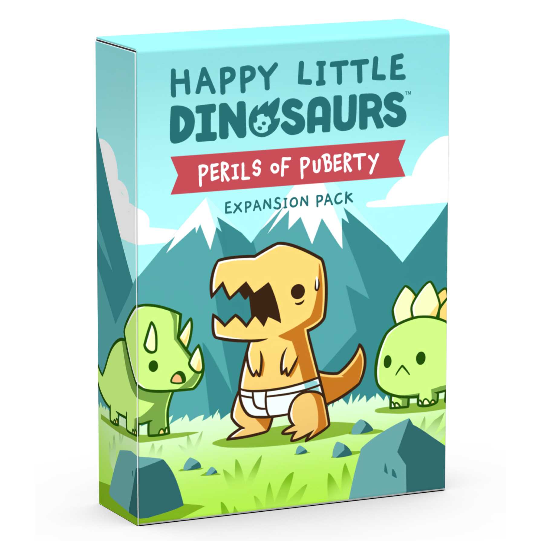 TeeTurtle , Happy Little Dinosaurs: Perils of Puberty Expansion, Board Game, Ages 8+, 2-4 Players, 30-60 Minutes Playing Time