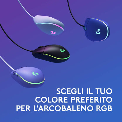 Logitech G203 LIGHTSYNC Gaming Mouse with Customizable RGB Lighting, 6 Programmable Buttons, Gaming Grade Sensor, 8K DPI Tracking, Lightweight - Blue G203 Blue