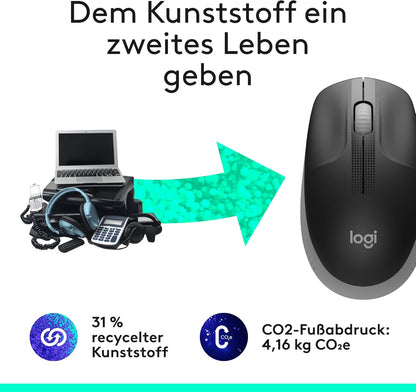 Logitech Wireless Mouse M190, Full Size Ambidextrous Curve Design, 18-Month Battery with Power Saving Mode, USB Receiver, Precise Cursor Control + Scrolling, Wide Scroll Wheel, Scooped Buttons