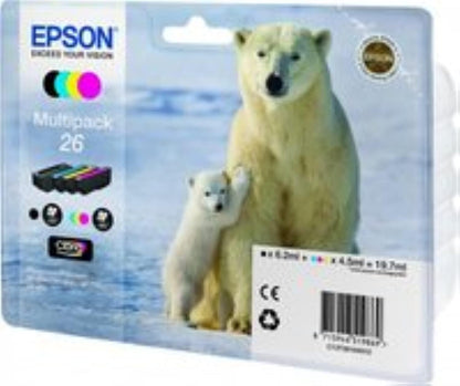 Epson 26 Polar Bear Genuine Multipack, 4-colours Claria Premium Ink Cartridges