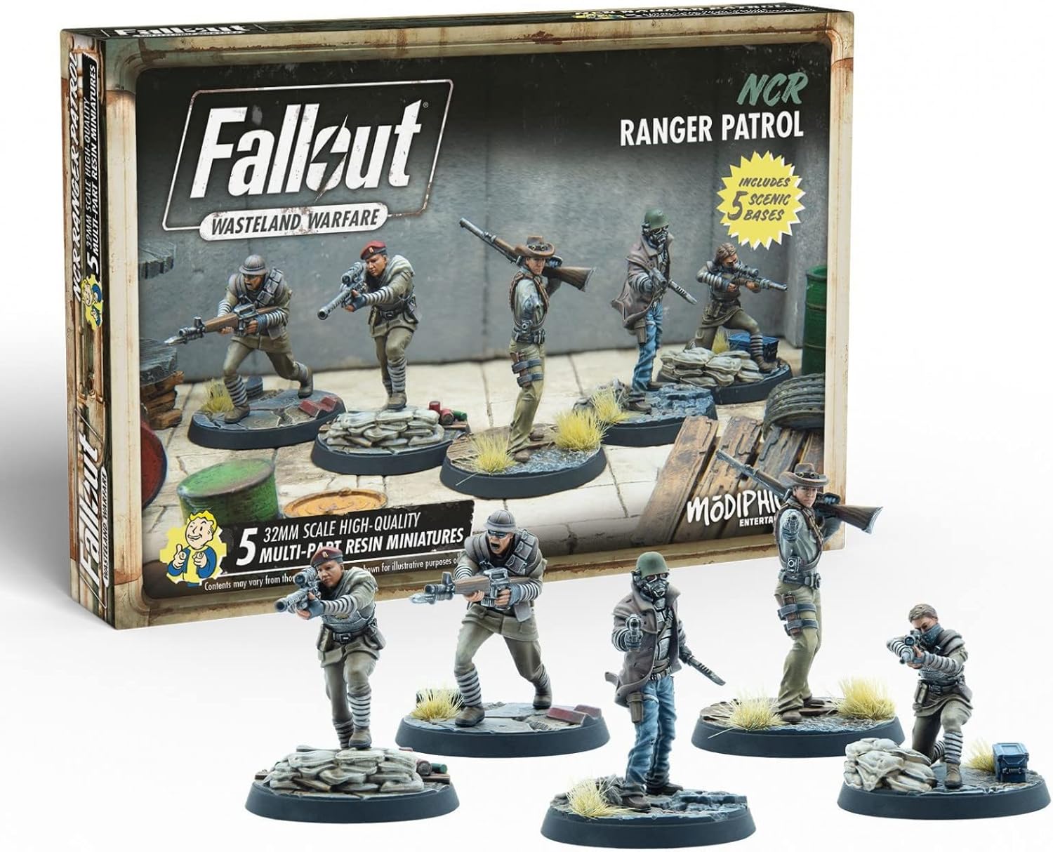 Modiphius Entertainment Fallout Wasteland Warfare NCR Ranger Patrol Miniatures Set