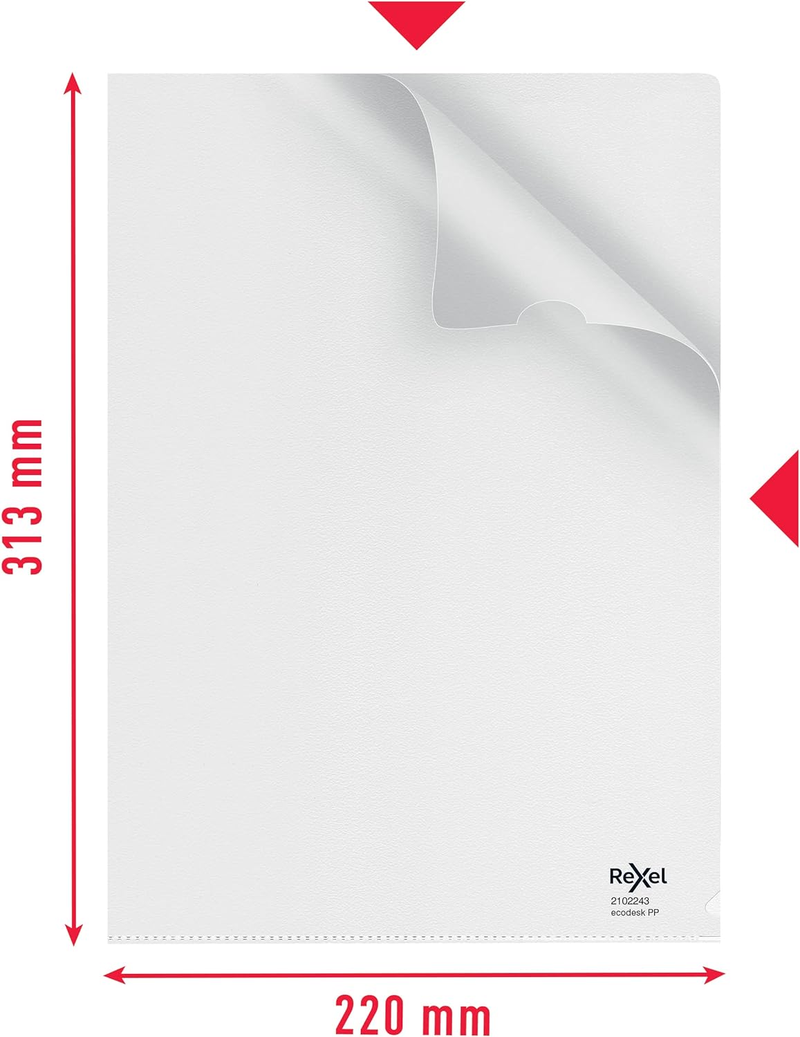 Rexel Ecodesk A4 Document Folders, Pack of 25,100% Recyclable, Eco friendly,140 Micron Thick, Embossed mat surface, 2102243, Clear