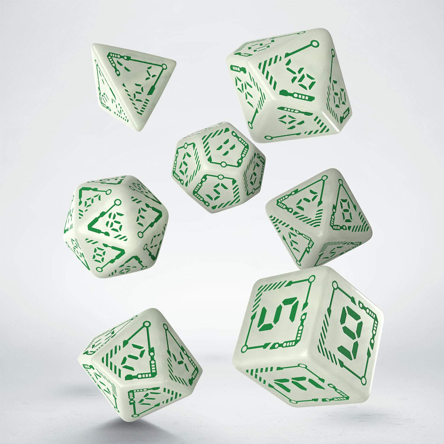 Q-Workshop Digital Glowing Dice Set Radiant & Green (SDGT3NQWS)