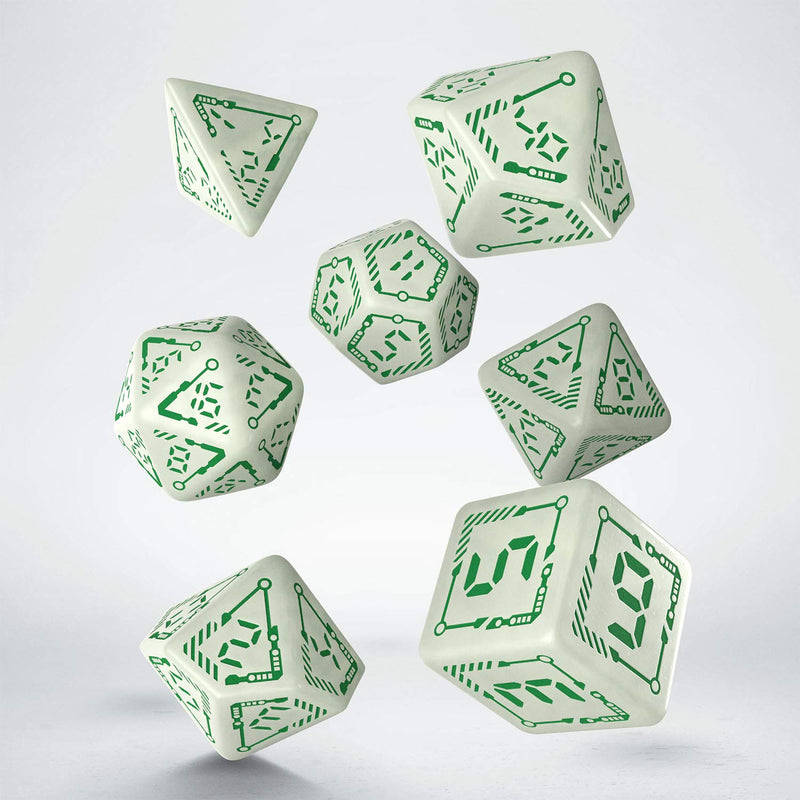 Q-Workshop Digital Glowing Dice Set Radiant & Green (SDGT3NQWS)