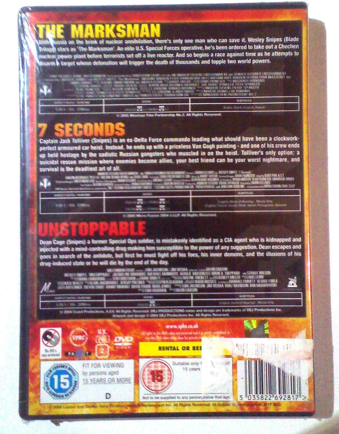 Wesley Snipes Collection: Seven Seconds / The Marksman / Unstoppable