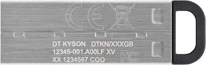 Kingston DataTraveler Kyson USB 3.2 Flash Drive 256GB - Gen 1 with Stylish Capless Metal Case