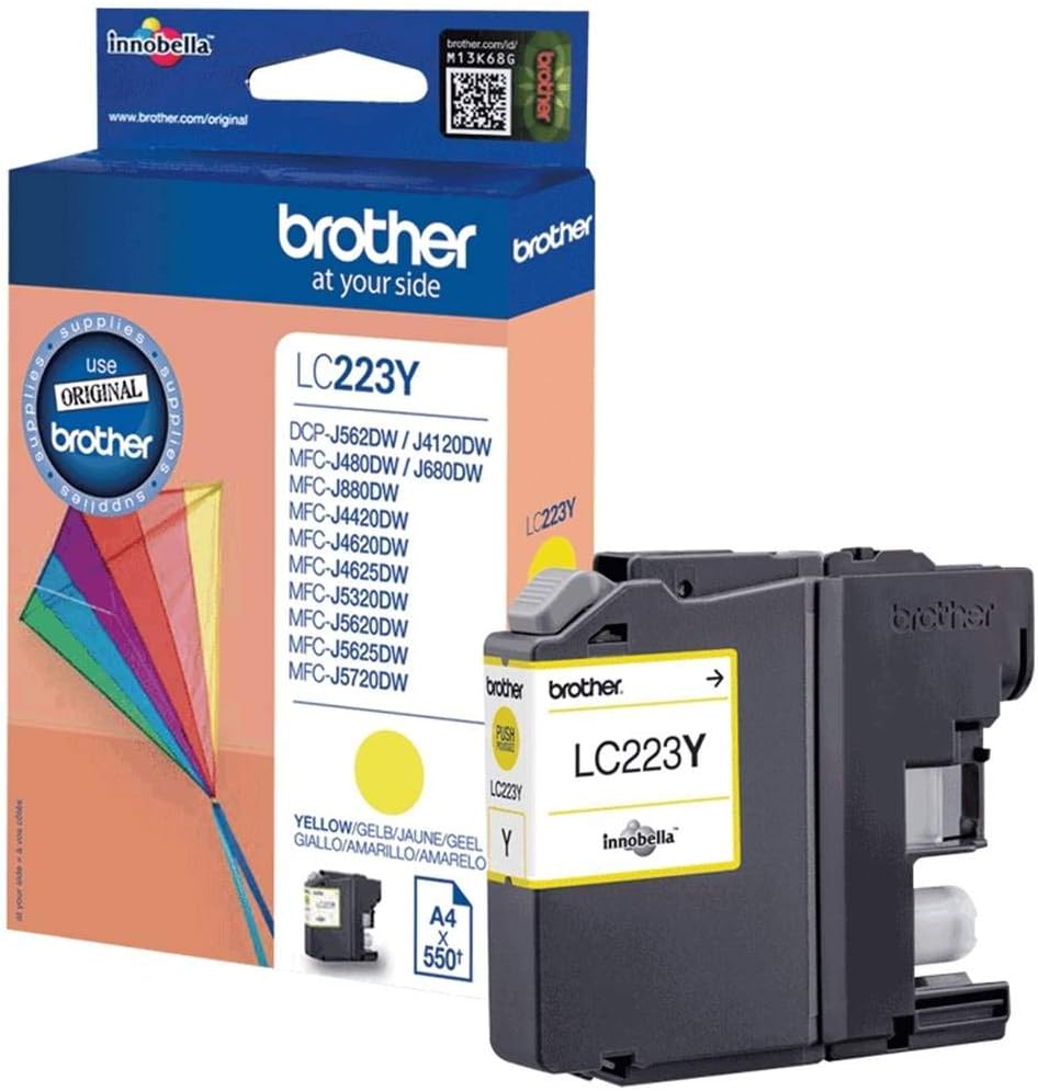 Brother LC-223Y Inkjet Cartridge, Yellow, Single Pack, Standard Yield, Includes 1 x Inkjet Cartridge, Brother Genuine Supplies