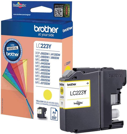 Brother LC-223Y Inkjet Cartridge, Yellow, Single Pack, Standard Yield, Includes 1 x Inkjet Cartridge, Brother Genuine Supplies