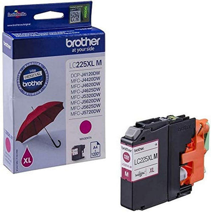 Brother LC225XLM - Cartucho de tinta magenta de larga duración (duración estimada: hasta 1.200 páginas según ISO/IEC 24711