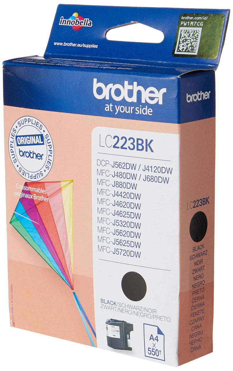 Brother LC-223BK Inkjet Cartridge, Black, Single Pack, Standard Yield, Includes 1 x Inkjet Cartridge, Brother Genuine Supplies