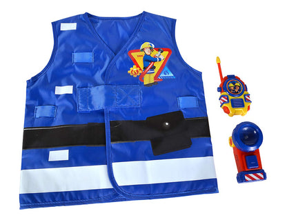 Simba 109252477 Fireman Sam Costume, for Children from 3 Years, Fire Brigade Rescue Set with Fireman Sam Vest, Walkie Talkie and Torch