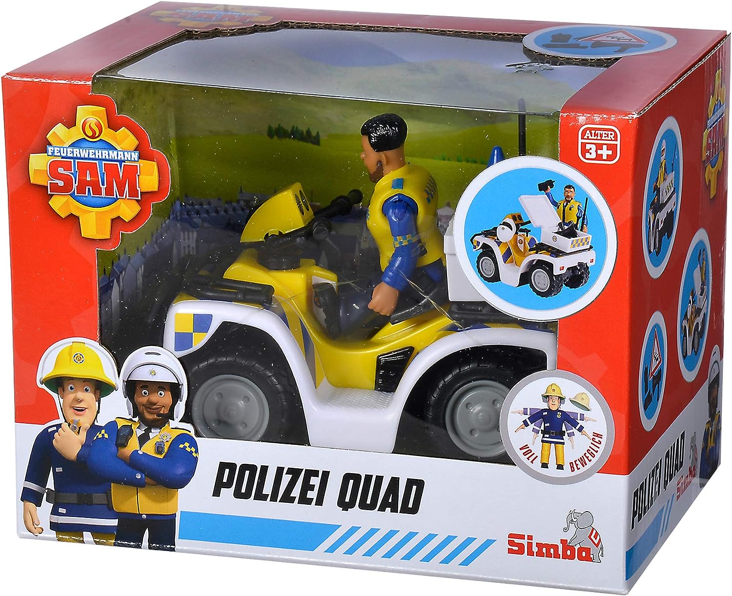 Simba 109251093 Fireman Sam Police Quad with Malcolm Figure, with Accessories, Season 12, from 3 Years