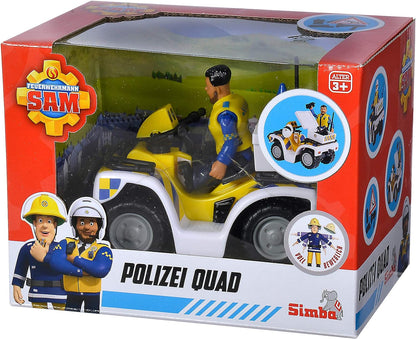 Simba 109251093 Fireman Sam Police Quad with Malcolm Figure, with Accessories, Season 12, from 3 Years