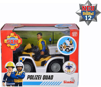 Simba 109251093 Fireman Sam Police Quad with Malcolm Figure, with Accessories, Season 12, from 3 Years