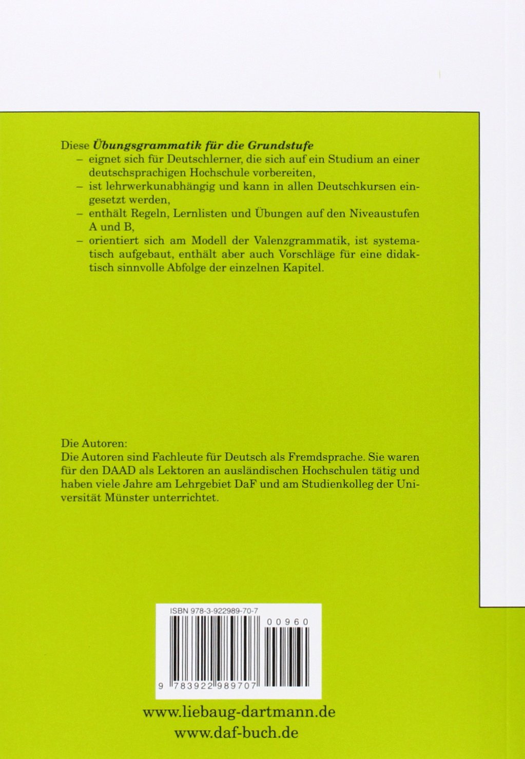 Übungsgrammatik für die Grundstufe: Arbeitsheft. Regeln, Listen, Übungen. Niveau A2 - B2. Deutsch als Fremdsprache
