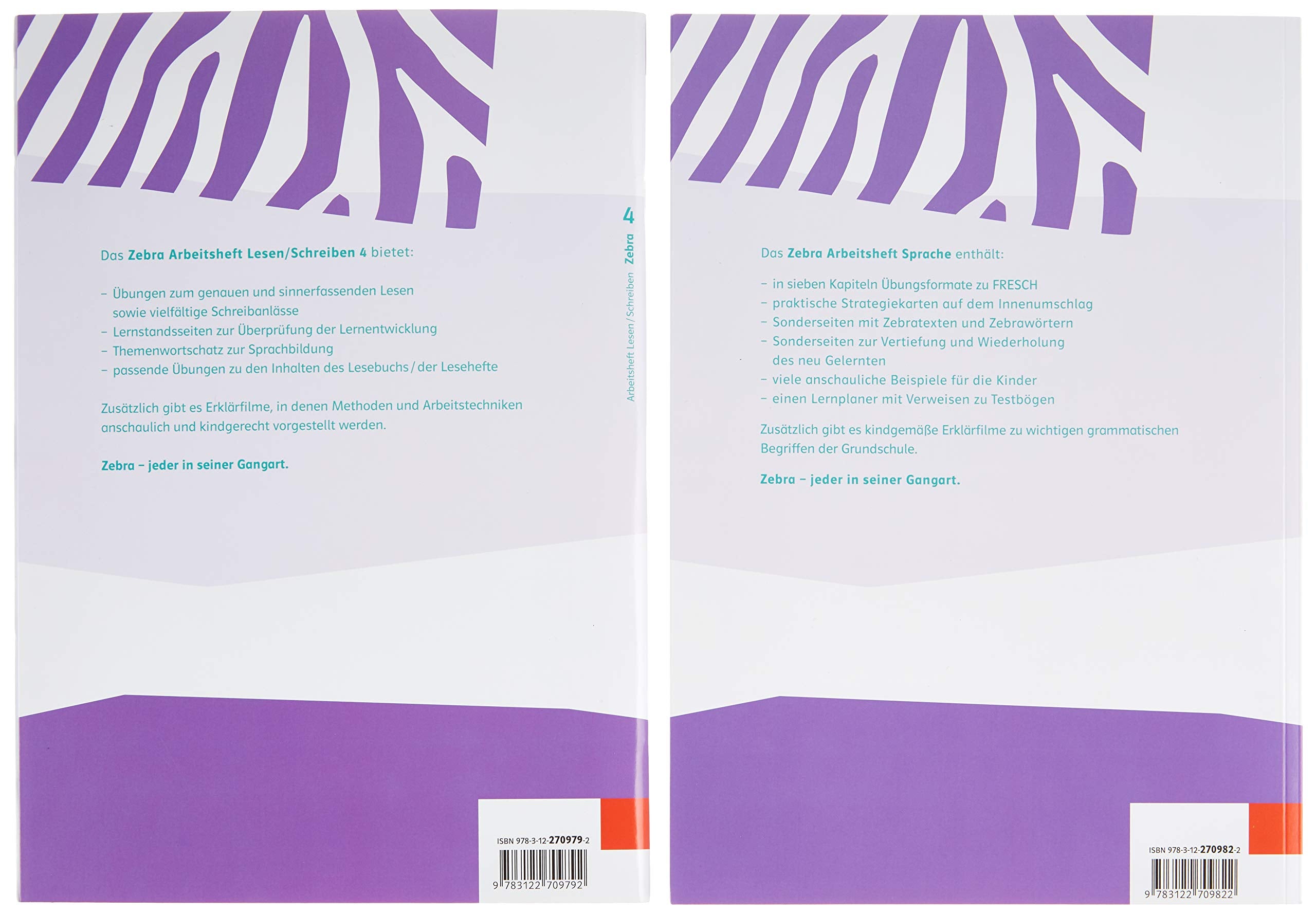 Zebra 4: Paket: Arbeitsheft Lesen/Schreiben und Arbeitsheft Sprache Klasse 4 (Zebra. Ausgabe ab 2018