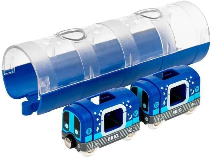 BRIO World Glow in the Dark Metro Train & Tunnel for Kids Age 3 Years Up - Compatible with all BRIO Railway Sets & Accessories