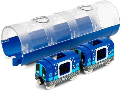 BRIO World Glow in the Dark Metro Train & Tunnel for Kids Age 3 Years Up - Compatible with all BRIO Railway Sets & Accessories