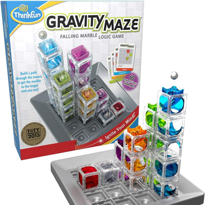 ThinkFun Gravity Maze Falling Marble Challenge Logic Brain Game and STEM Toys for Kids and Adults Age 8 Years Up - Gifts for Children Single