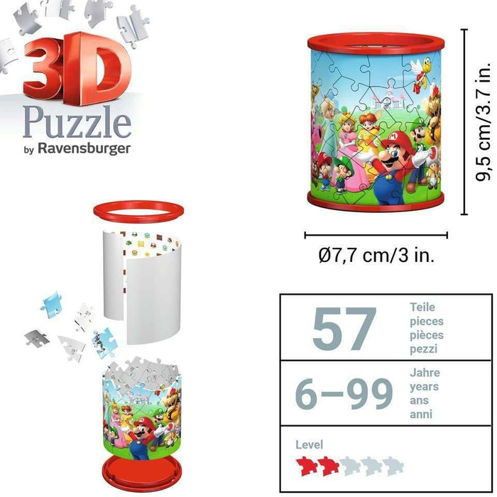 Ravensburger Super Mario Brothers Pencil Pot 3D Jigsaw Puzzles for Kids Age 6 Years Up - 54 Pieces - No Glue Required