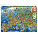 Educa - Puzzel met 500 stukjes voor volwassenen, gekke kaart van Europa, 500 stukjes puzzel voor volwassenen en kinderen vanaf 11 jaar, landkaart, Europa (17962
