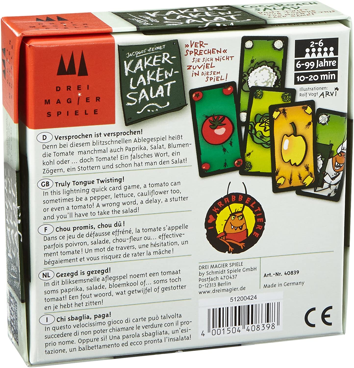 Schmidt Spiele GmbH CSG40839 Card Game, Cockroach Salad Single