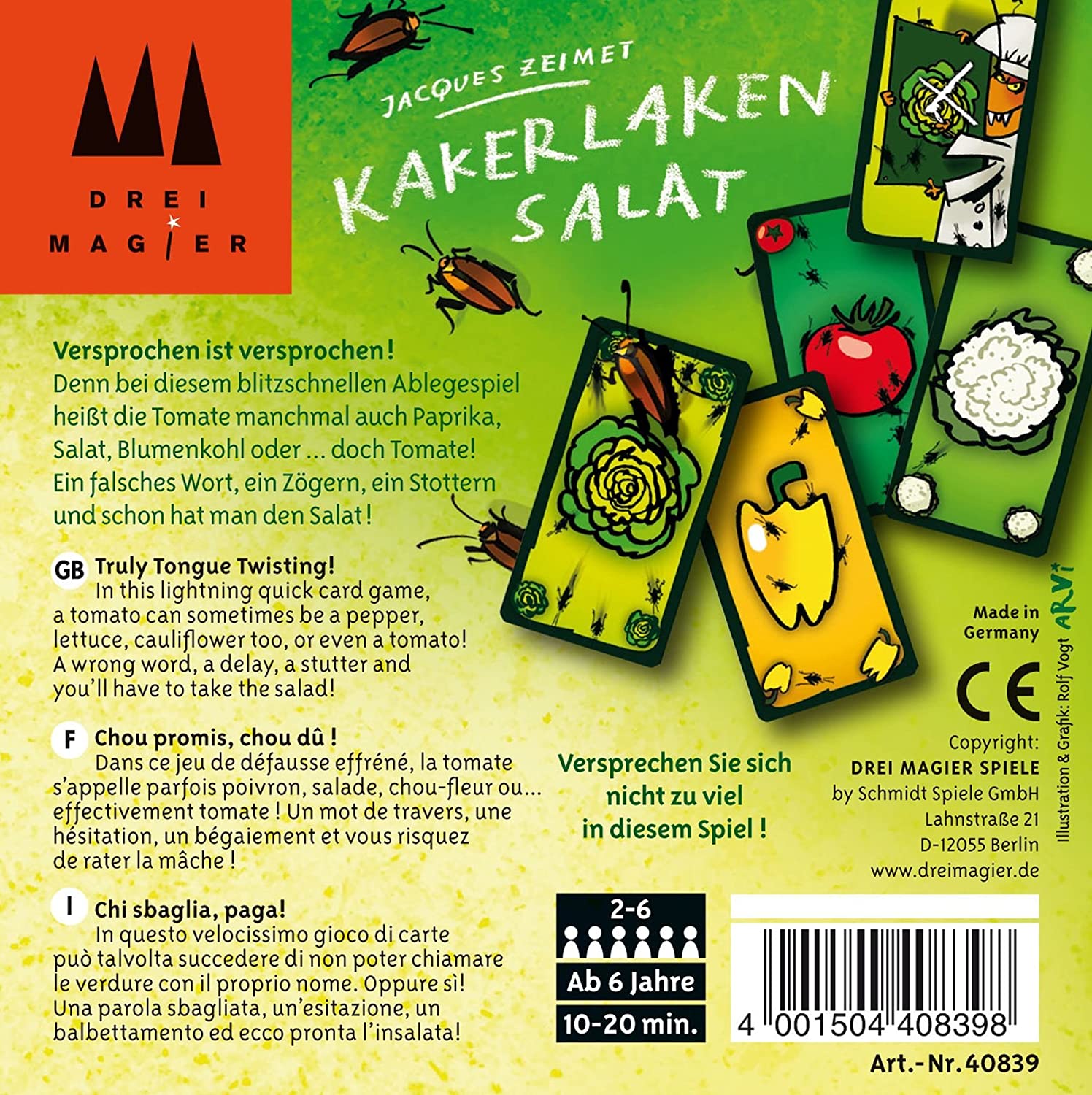 Schmidt Spiele GmbH CSG40839 Card Game, Cockroach Salad Single