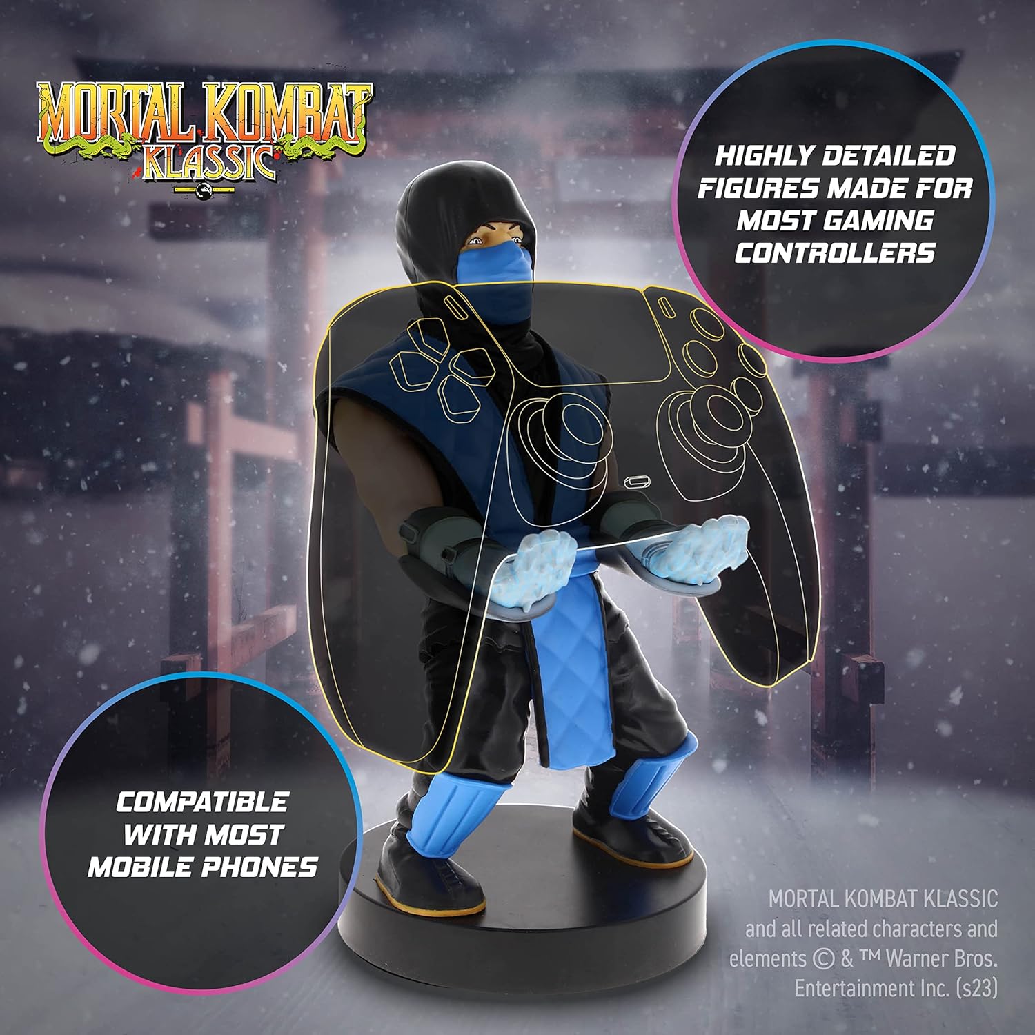 Cable Guys - Mortal Kombat Sub Zero Gaming Accessories Holder & Phone Holder for Most Controller (Xbox, Play Station, Nintendo Switch) & Phone