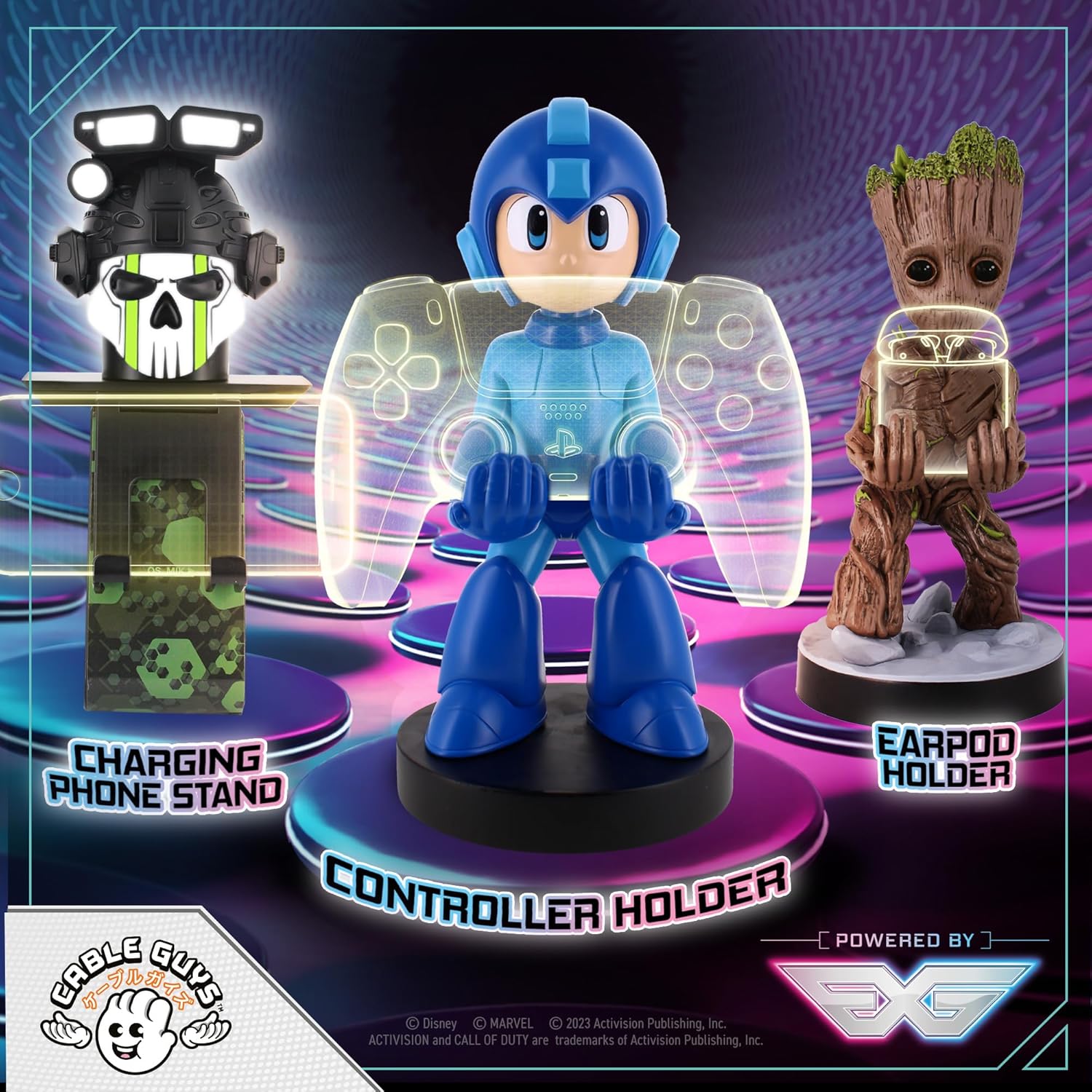 Mega Man "Rockman" Cableguy Controller Phone Holder Stand- compatible with Xbox, Play Station, Nintendo Switch and most smartphones (Xbox Series X///