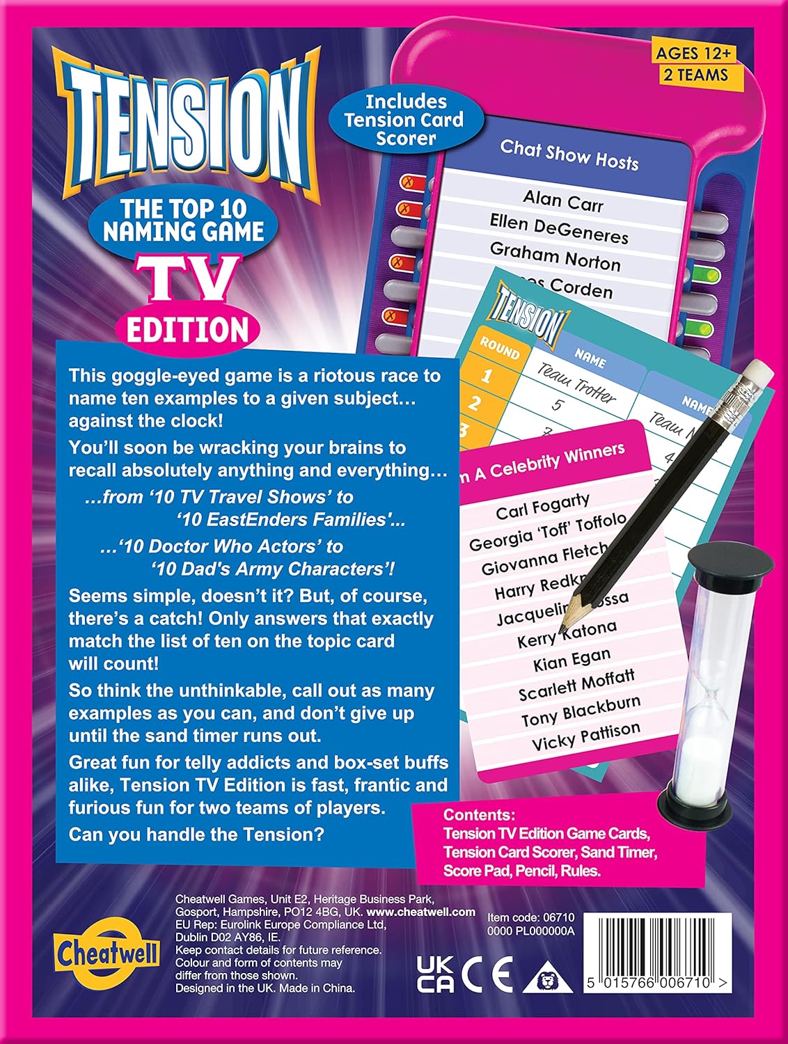 Tension TV Edition - The Top 10 Naming Game - Party Game For Ages 12+ - Television Trivia Game That Will Keep You Guessing