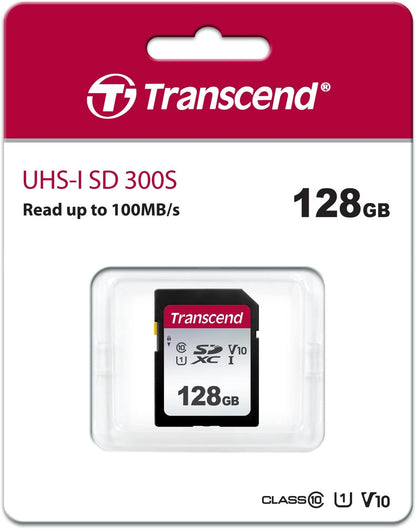 Transcend TS128GSDC300S Scheda di Memoria SDXC da 128 GB, Imballaggio Standard, 300S, Standard