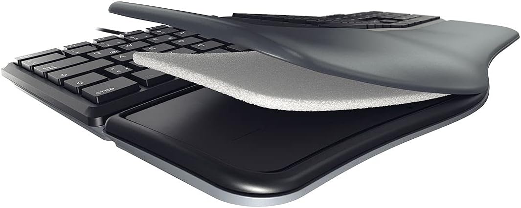 CHERRY KC 4500 ERGO, English layout, QWERTY keyboard, ergonomic keyboard, with padded palm rest, wired keyboard, black
