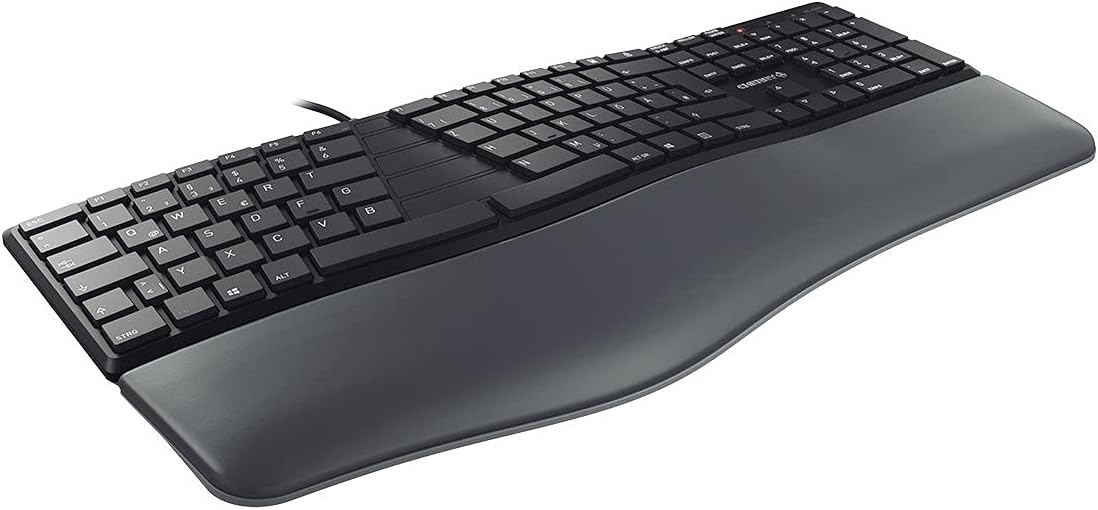 CHERRY KC 4500 ERGO, English layout, QWERTY keyboard, ergonomic keyboard, with padded palm rest, wired keyboard, black