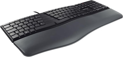 CHERRY KC 4500 ERGO, English layout, QWERTY keyboard, ergonomic keyboard, with padded palm rest, wired keyboard, black
