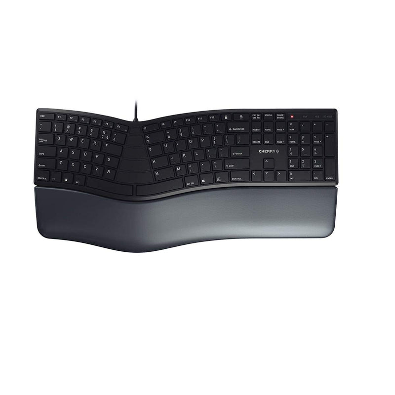 CHERRY KC 4500 ERGO, English layout, QWERTY keyboard, ergonomic keyboard, with padded palm rest, wired keyboard, black