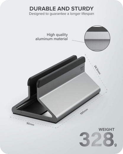 ALOGIC Bolt Adjustable Laptop Vertical Stand/Clamp - Crafted with Superior Aluminium & Silicon Grip Pads, Interchangeable Width Size, Compatible with MacBook, Surface, Chromebook and Others