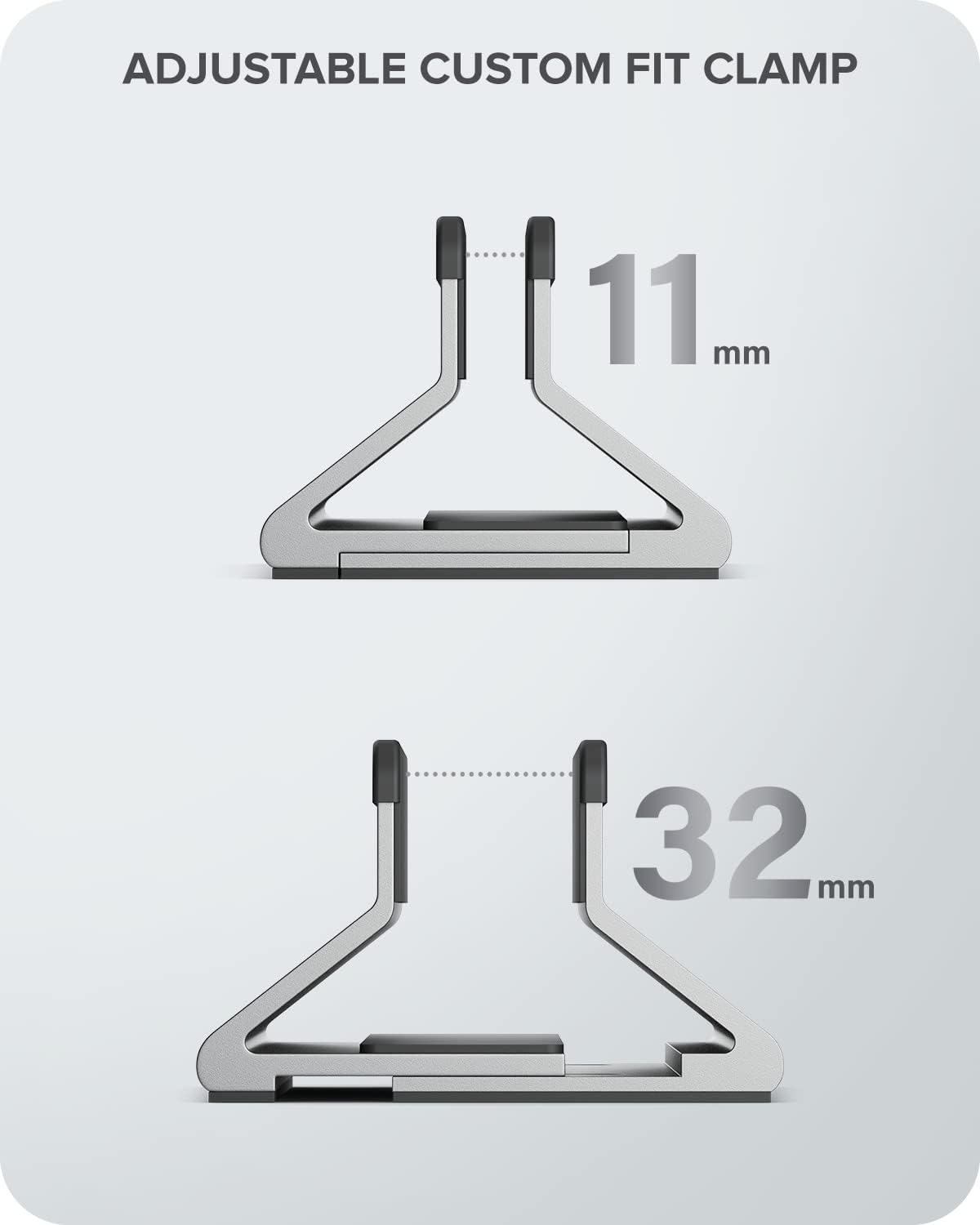 ALOGIC Bolt Adjustable Laptop Vertical Stand/Clamp - Crafted with Superior Aluminium & Silicon Grip Pads, Interchangeable Width Size, Compatible with MacBook, Surface, Chromebook and Others