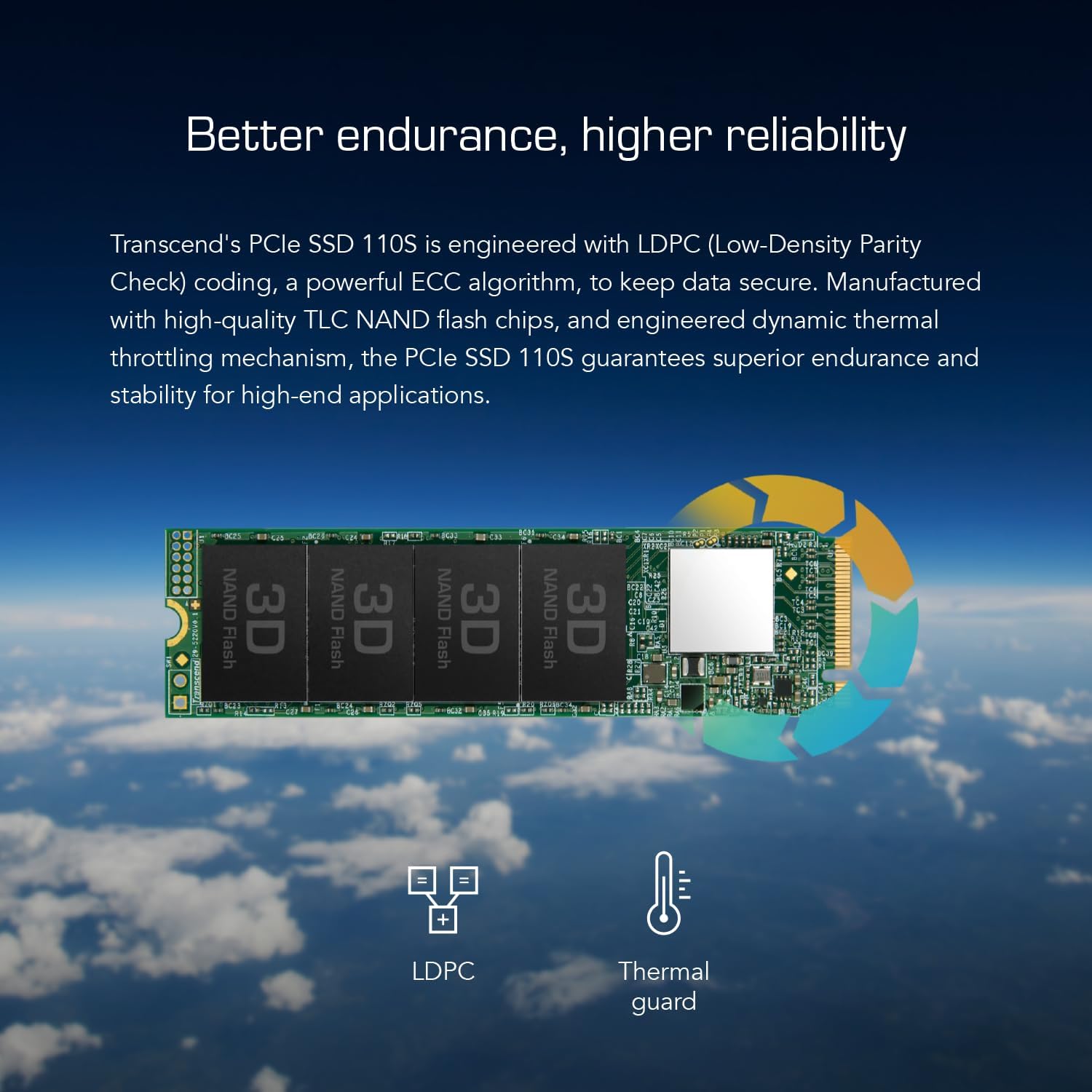 Transcend MTE110S 256 GB NVMe PCIe Gen3 x4 M.2 2280 Internal Solid State Drive (SSD) 3D TLC NAND (TS256GMTE110S